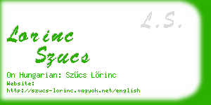 lorinc szucs business card